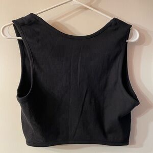 RD Style black ribbed crop top